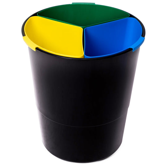 COMPATTO XL Cestino per la Raccolta Differenziata con 3 Separatori | Nero | 17 Litri - Casa e giardino - Nonsolocestini.it