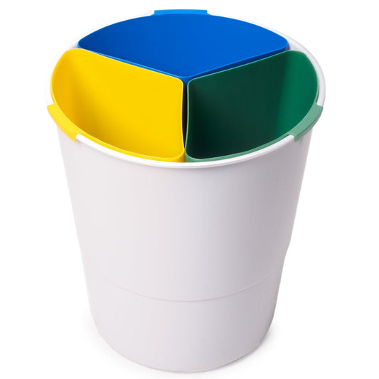 COMPATTO XL Cestino per la Raccolta Differenziata con 3 Separatori | Bianco | 17 Litri - Casa e giardino - Nonsolocestini.it