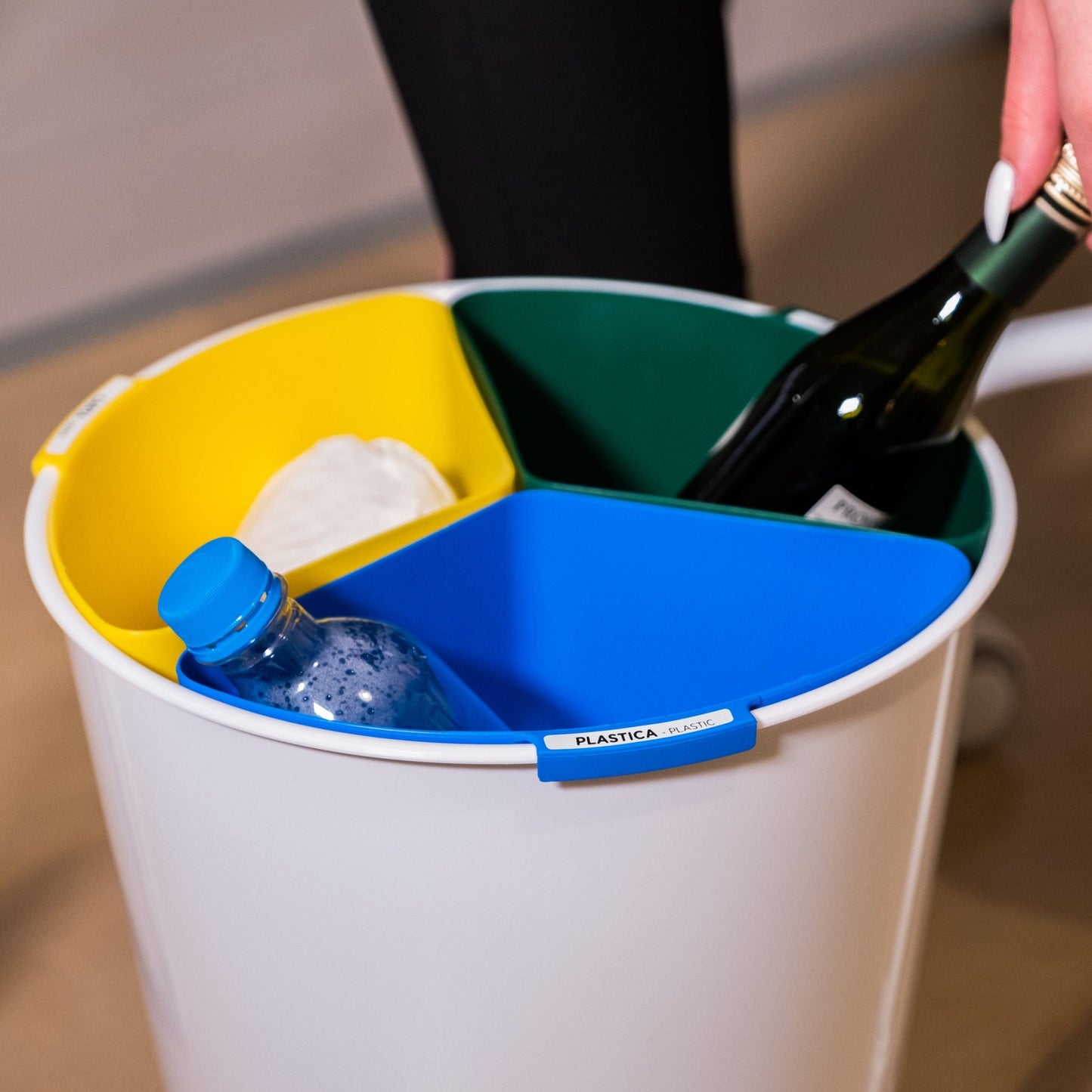 COMPATTO XL Cestino per la Raccolta Differenziata con 3 Separatori | Bianco | 17 Litri - Casa e giardino - Nonsolocestini.it