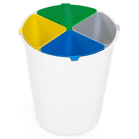 COMPATTO Cestino per la Raccolta Differenziata con 4 Separatori | Bianco | 17 Litri - Casa e giardino - Nonsolocestini.it